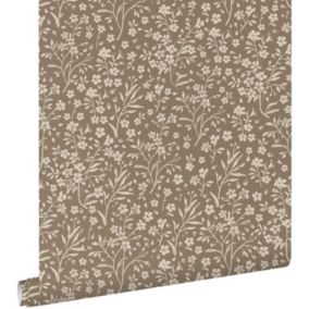 ESTAhome papier peint fleurs taupe - 50 x 900 cm - 139882