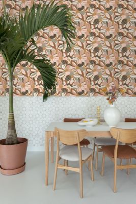 ESTAhome papier peint fleurs terracotta et rose clair 50 x 900 cm