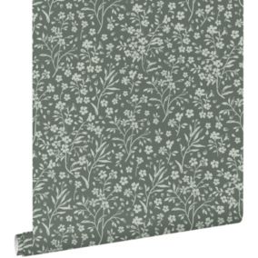 ESTAhome papier peint fleurs vert grisé - 50 x 900 cm - 139878