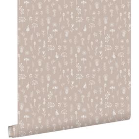 ESTAhome papier peint fleurs vieux rose et blanc - 0,53 x 10,05 m - 139280