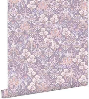 ESTAhome papier peint fleurs vintage de style art nouveau lilas violet 50 x 900 cm