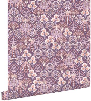 ESTAhome papier peint fleurs vintage de style art nouveau violet 50 x 900 cm