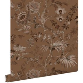 ESTAhome papier peint fleurs vintage marron terracotta - 50 x 900 cm - 139403