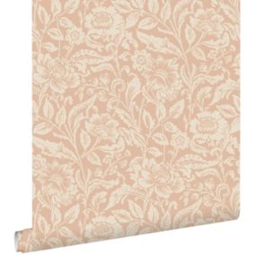 ESTAhome papier peint fleurs vintage rose terracotta - 0.53 x 10.05 m - 139427