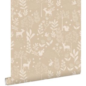 ESTAhome papier peint forêt avec des animaux de la forêt beige - 0.53 x 10.05 m - 139757