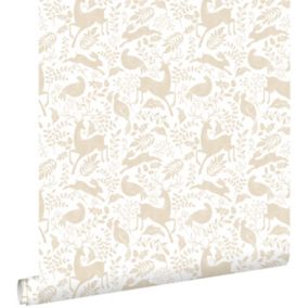 ESTAhome papier peint forêt avec des animaux de la forêt beige - 50 x 900 cm - 139527