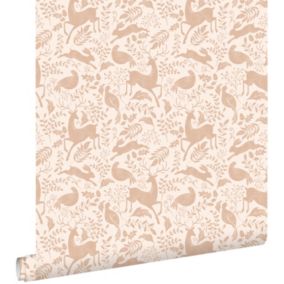 ESTAhome papier peint forêt avec des animaux de la forêt terracotta claire - 50 x 900 cm - 139530