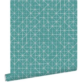 ESTAhome papier peint formes géométriques vert aqua foncé - 53 cm x 10,05 m - 148350