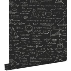 ESTAhome papier peint formules mathématiques noir mat - 53 cm x 10,05 m - 128230