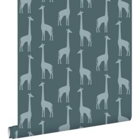 ESTAhome papier peint girafes blue foncé grisé - 0,53 x 10,05 m - 139061