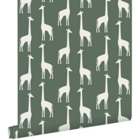 ESTAhome papier peint girafes vert foncé - 0,53 x 10,05 m - 139060