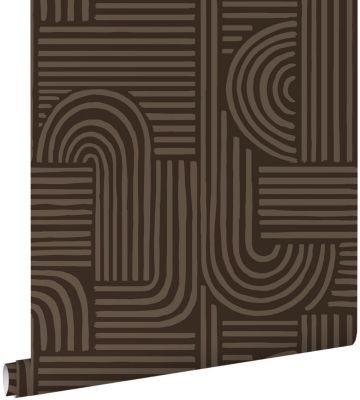 ESTAhome papier peint graphique 3D brun foncé 50 x 900 cm