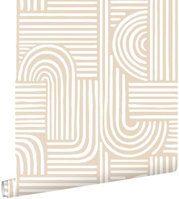 ESTAhome papier peint graphique 3D sable beige 53 cm x 10.05 m