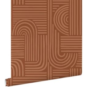 ESTAhome papier peint graphique 3D terracotta - 0.53 x 10.05 m - 139938