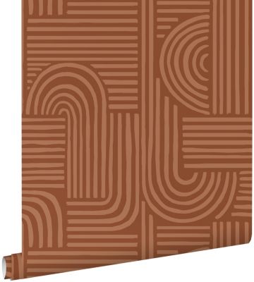 ESTAhome papier peint graphique 3D terracotta 53 cm x 10.05 m