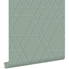 ESTAhome papier peint graphique 3D vert menthe grisé - 50 x 900 cm - 139602