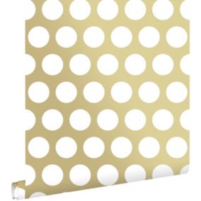 ESTAhome papier peint gros points or brillant et blanc - 0,53 x 10,05 m - 139116