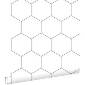 ESTAhome papier peint hexagone noir et blanc - 0,53 x 10,05 m - 139311