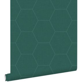 ESTAhome papier peint hexagone vert pétrole - 0,53 x 10,05 m - 148752