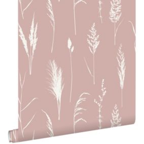 ESTAhome papier peint hierba de la pampa vieux rose - 50 x 900 cm - 139386