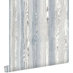 ESTAhome papier peint imitation bois bleu et gris - 53 cm x 10,05 m - 148626