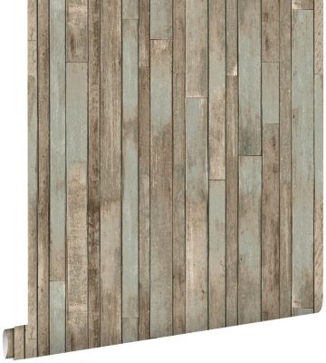 ESTAhome papier peint imitation bois bleu gris 53 cm x 10.05 m