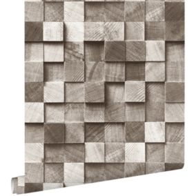 ESTAhome papier peint imitation bois en 3D marron - 53 cm x 10,05 m - 138530