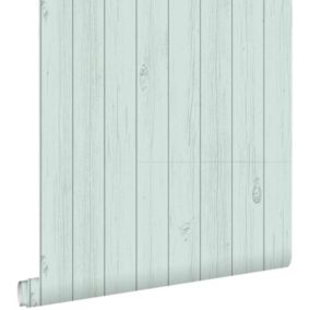 ESTAhome papier peint imitation bois vert menthe pastel clair grisé - 53 cm x 10,05 m - 128851