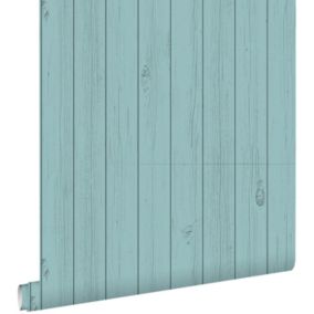 ESTAhome papier peint imitation bois vert turquoise de la mer grisé - 53 cm x 10,05 m - 128855