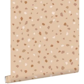 ESTAhome papier peint imitation terrazzo beige et terracotta - 50 x 900 cm - 139825