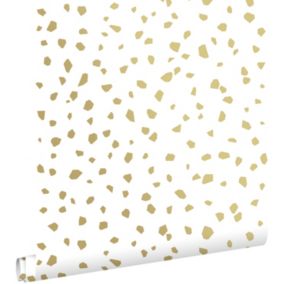 ESTAhome papier peint imitation terrazzo blanc et or - 0,53 x 10,05 m - 139133