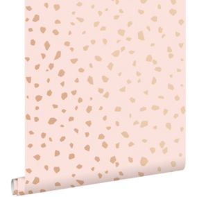 ESTAhome papier peint imitation terrazzo rose clair et or rose - 0,53 x 10,05 m - 139199