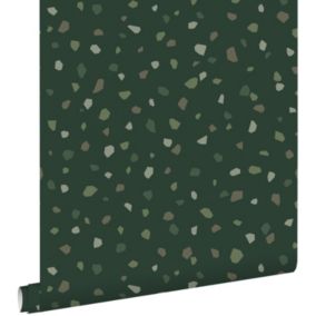 ESTAhome papier peint imitation terrazzo vert foncé - 50 x 900 cm - 139827