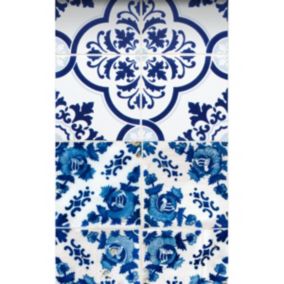 ESTAhome papier peint intissé XXL carrelage bleu indigo - 50 x 900 cm - 158002