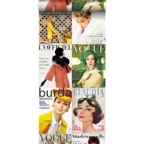ESTAhome papier peint intissé XXL couvertures de magazines multicolore - 50 x 900 cm - 158104