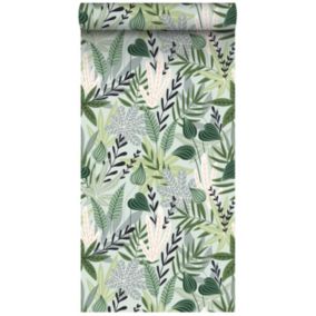 ESTAhome papier peint intissé XXL feuilles au style scandinave vert menthe - 50 x 900 cm - 158894