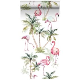 ESTAhome papier peint intissé XXL flamants rose - 50 x 900 cm - 158844