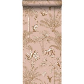 ESTAhome papier peint intissé XXL jungle rose pêche - 50 x 837 cm - 158943