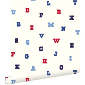 ESTAhome papier peint l'alphabet rouge, blanc et bleu - 53 cm x 10,05 m - 137326