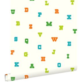 ESTAhome papier peint l'alphabet vert citron et orange - 53 cm x 10,05 m - 137324