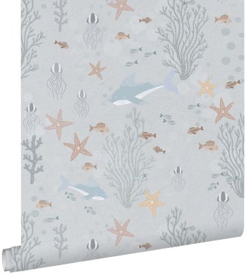 ESTAhome papier peint le monde sous-marin bleu gris 50 x 900 cm
