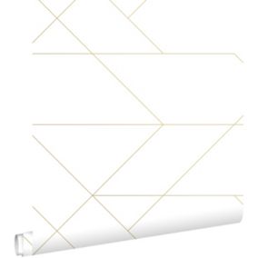 ESTAhome papier peint lignes graphiques blanc et or - 0,53 x 10,05 m - 139143