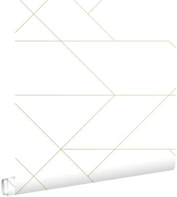 ESTAhome papier peint lignes graphiques blanc et or 53 cm x 10.05 m