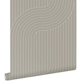 ESTAhome papier peint lignes graphiques gris chaud - 50 x 900 cm - 139924