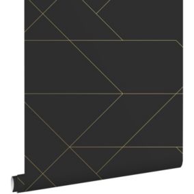 ESTAhome papier peint lignes graphiques noir et or - 0,53 x 10,05 m - 139144