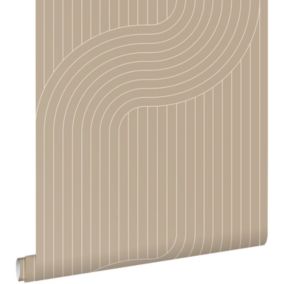 ESTAhome papier peint lignes graphiques sable beige - 50 x 900 cm - 139925