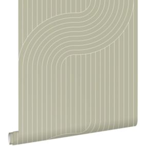 ESTAhome papier peint lignes graphiques vert cendré - 50 x 900 cm - 139926