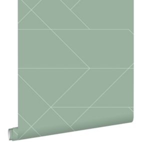 ESTAhome papier peint lignes graphiques vert menthe grisé - 0,53 x 10,05 m - 139453