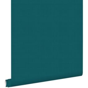 ESTAhome papier peint lin bleu canard - 0,53 x 10,05 m - 139474