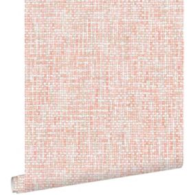 ESTAhome papier peint lin rose orange pêche - 53 cm x 10,05 m - 148661